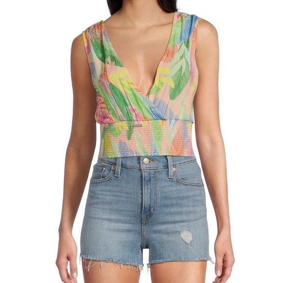 Hurley Multicolor Tropical Print Women's Top - Picture 1 of 8